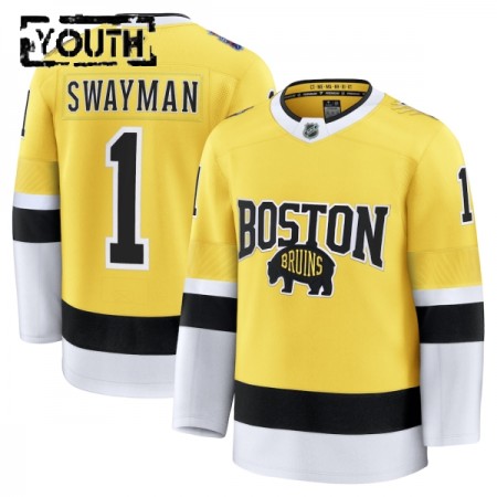 Boston Bruins Hockeydrakt 2025-26 Fanatics NHL Stadium Series Premium Jeremy Swayman Gold - Barn