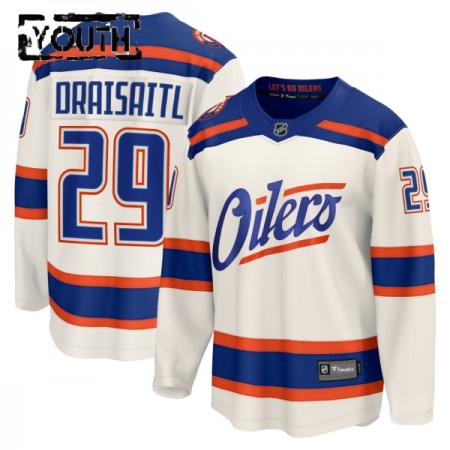 Edmonton Oilers Hockeydrakt 2025-26 Fanatics Premium Leon Draisaitl Hvit Tredje - Barn