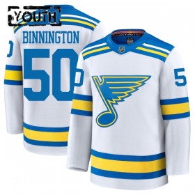 St. Louis Blues Hockeydrakt 2025-26 Fanatics Premium Binnington Hvit Borte Jordan - Barn